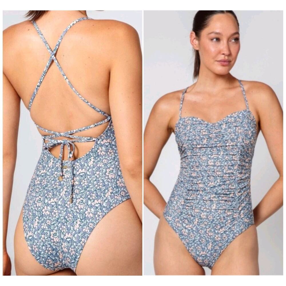NEW $198 Cleobella Natasha Mini Paloma Print One-Piece Swimsuit Size Medium - Picture 1 of 9